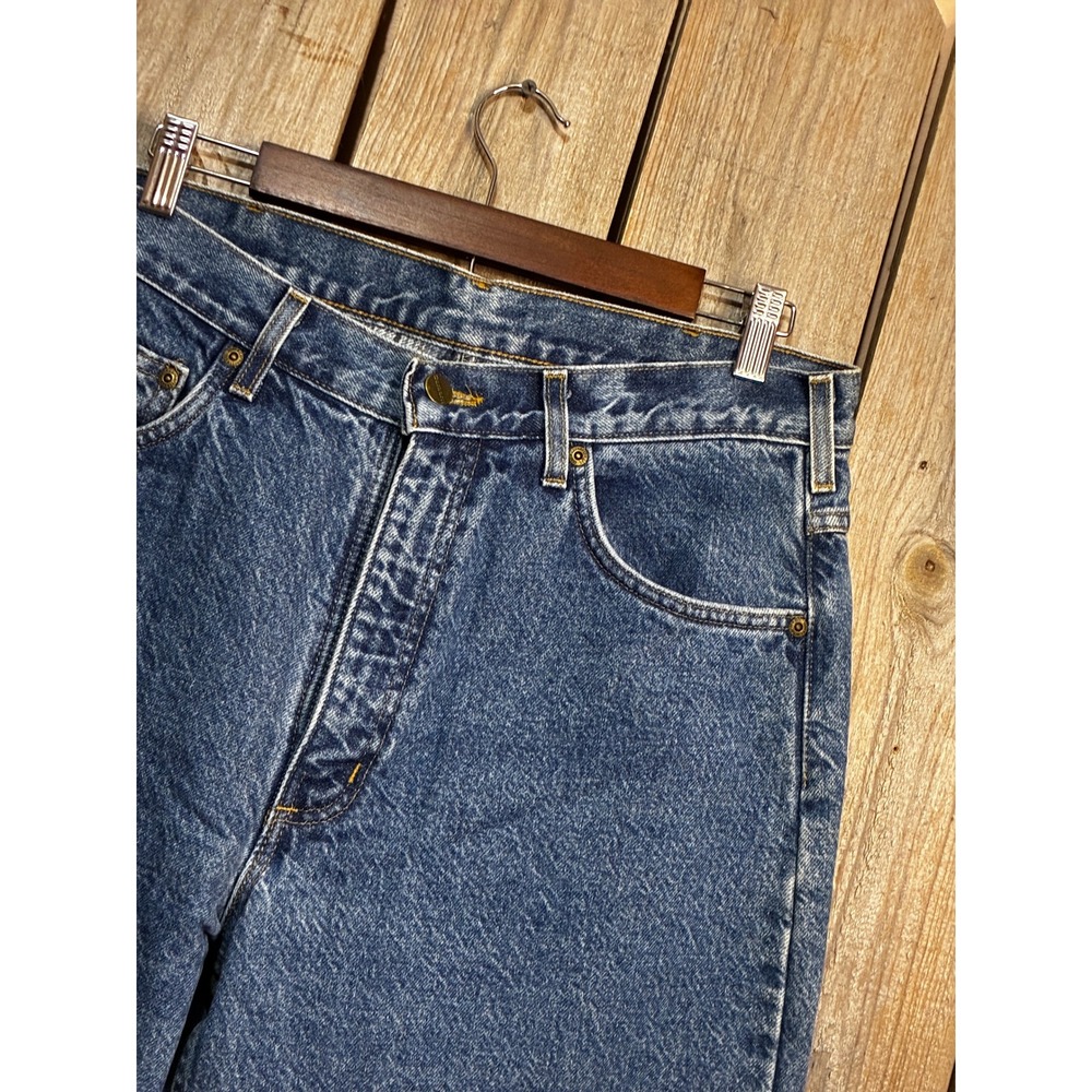 Carhartt B21 DST Flannel Lined Jeans Mens 34x30 Made in USA Blue Plaid Denim